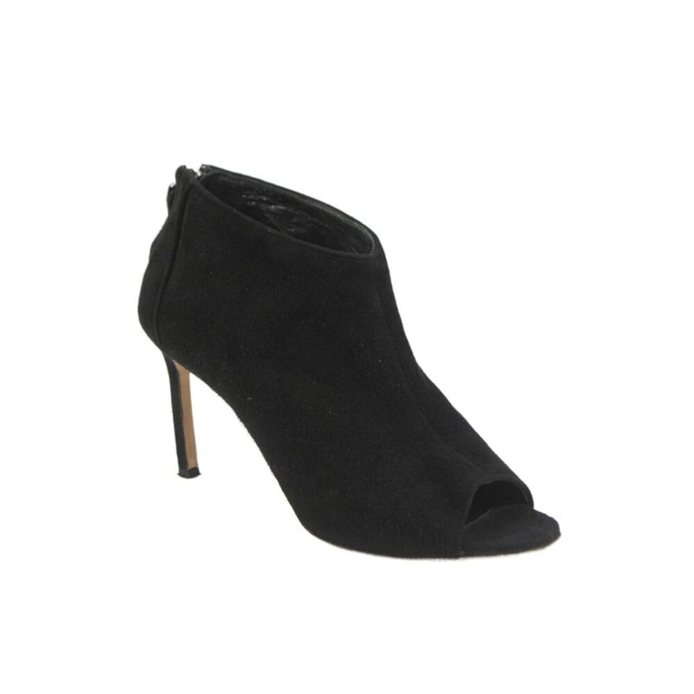 Manolo Blahnik Womens Suede Open Toe Stiletto Ankle Boots Black Size 37 7
